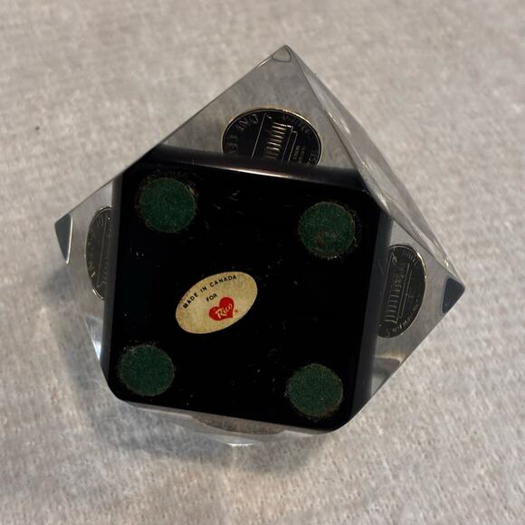 Vintage Acrylic Lucite 1978Geometric Floating Penny paperweight - Picture 5 of 7
